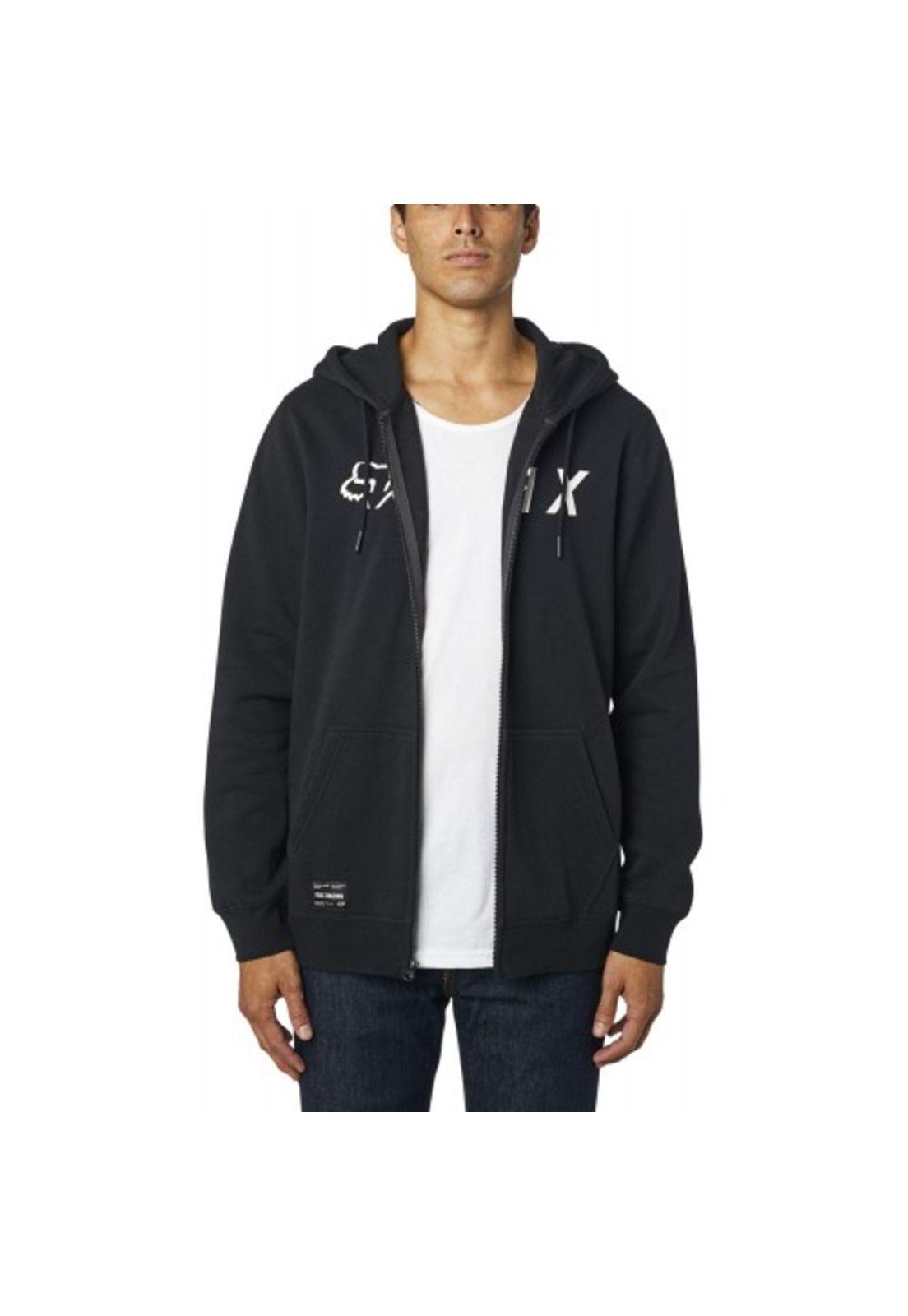 Poleron Lifestyle Apex Zip Negro/Blanco Fox-3