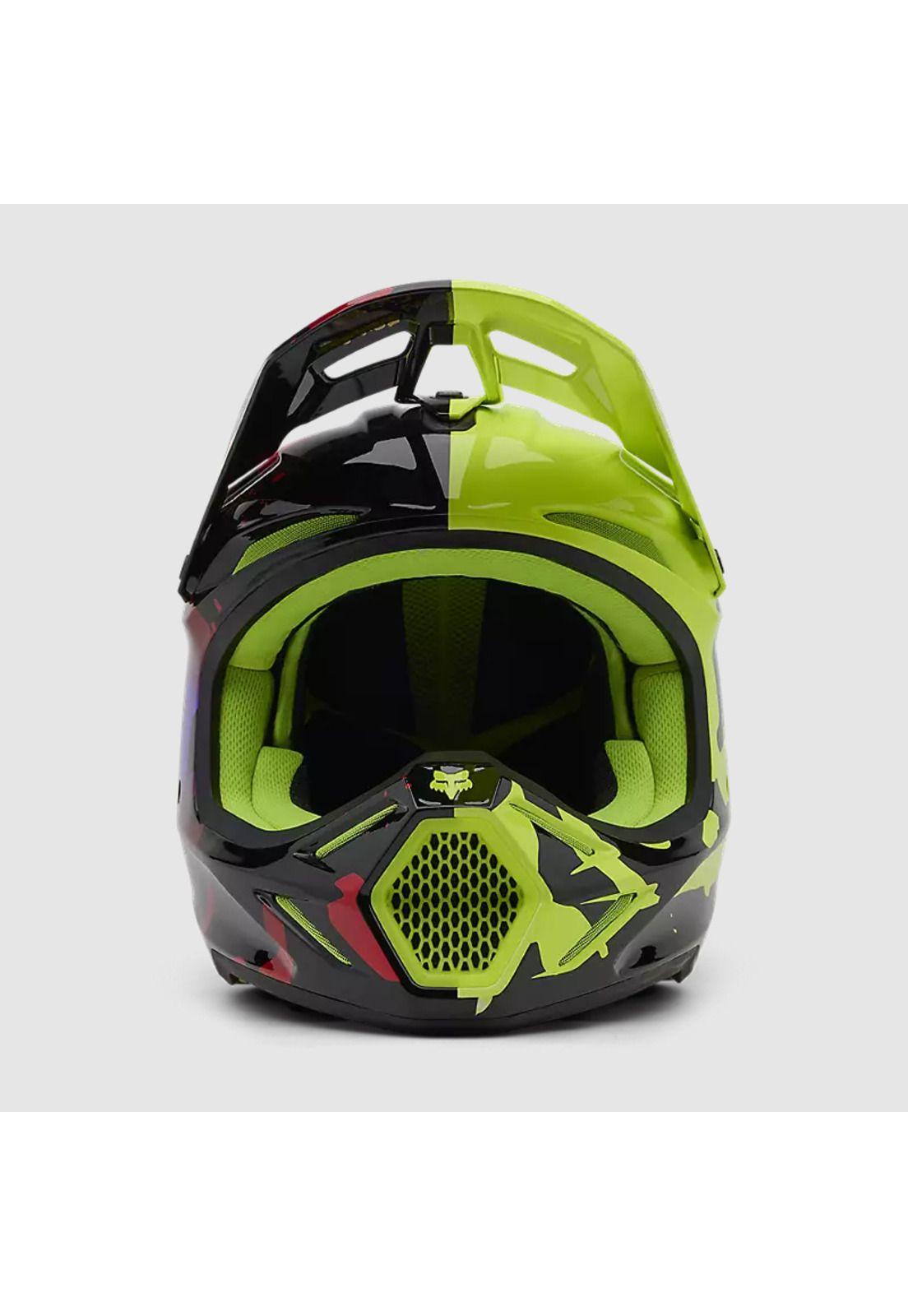 Casco Moto V3 Throttle Amarillo/Negro Fox-3