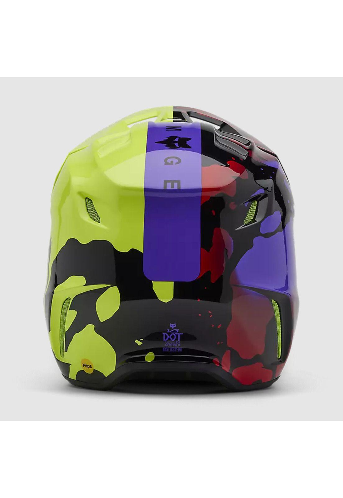 Casco Moto V3 Throttle Amarillo/Negro Fox-4