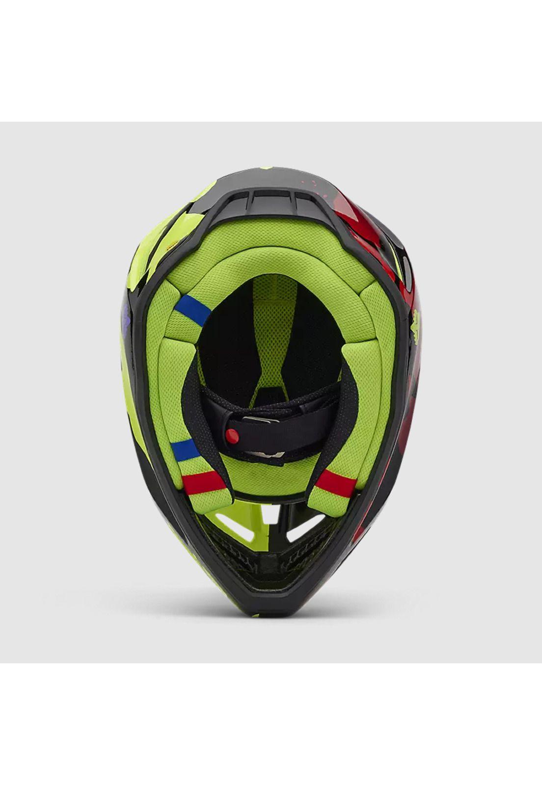 Casco Moto V3 Throttle Amarillo/Negro Fox-5