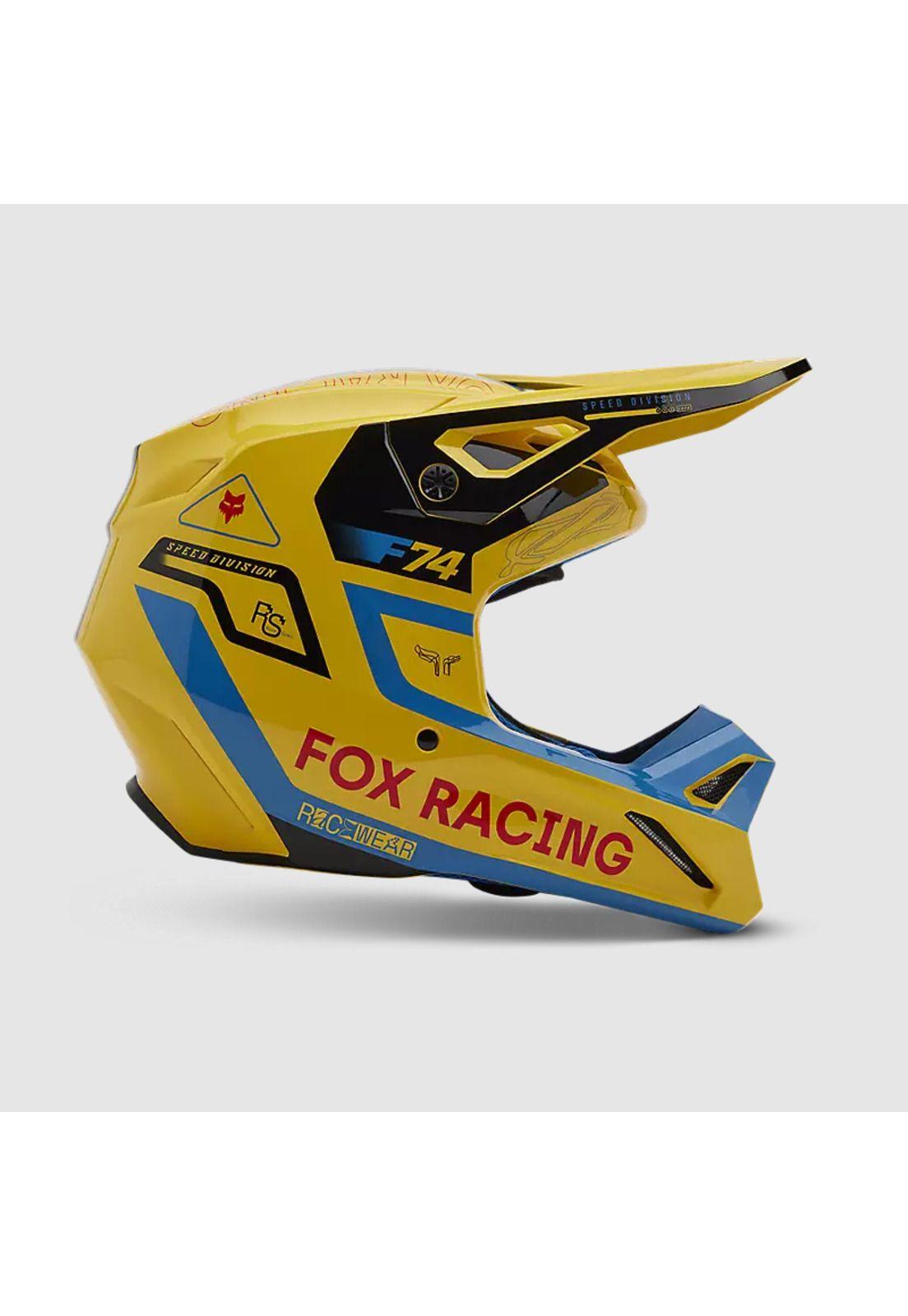 Casco Moto V1 Race Spec Amarillo Fox-1