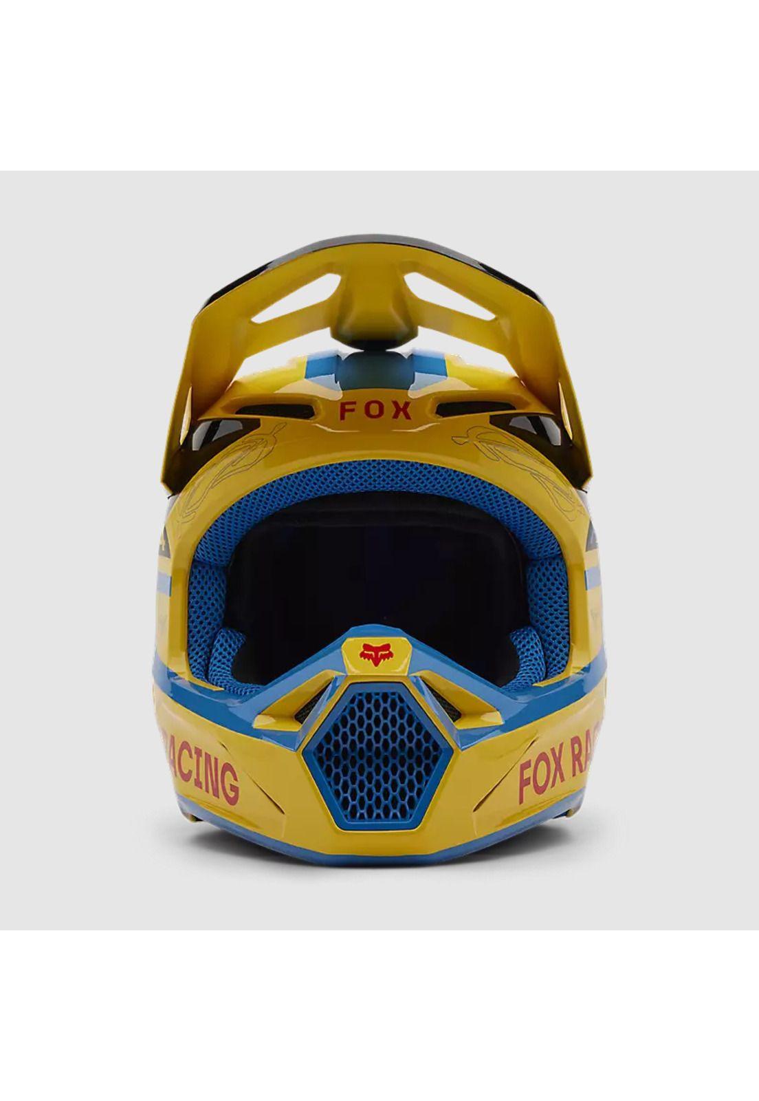 Casco Moto V1 Race Spec Amarillo Fox-2