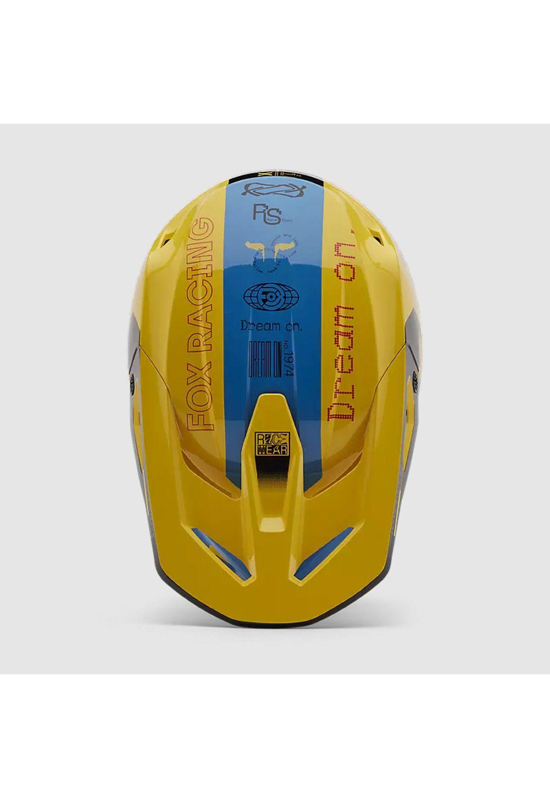 Casco Moto V1 Race Spec Amarillo Fox-3