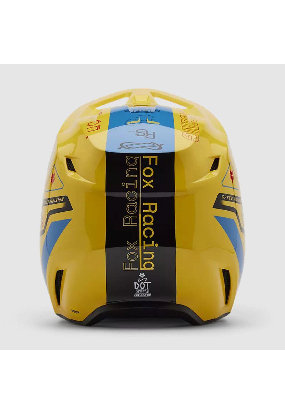 Casco Moto V1 Race Spec Amarillo Fox-4