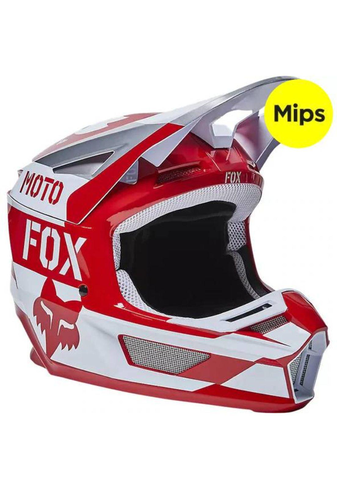 Casco Moto V2 Nobyl Blanco/Rojo Fox-0