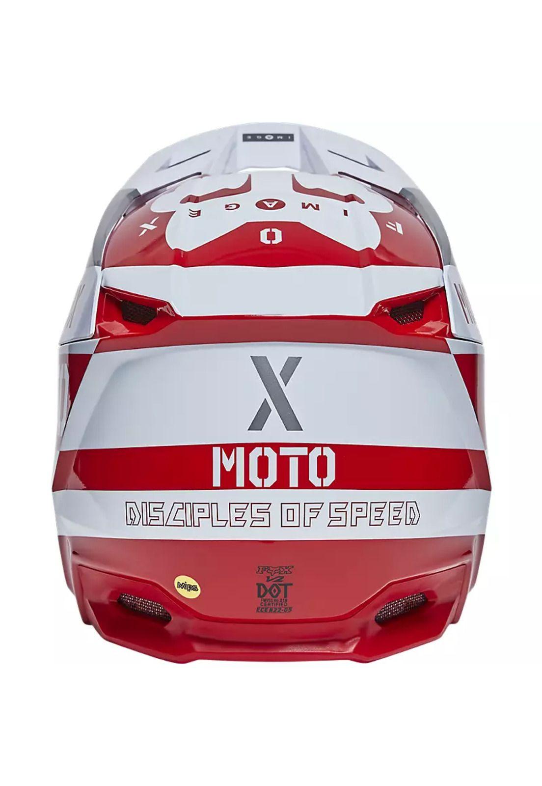 Casco Moto V2 Nobyl Blanco/Rojo Fox-3