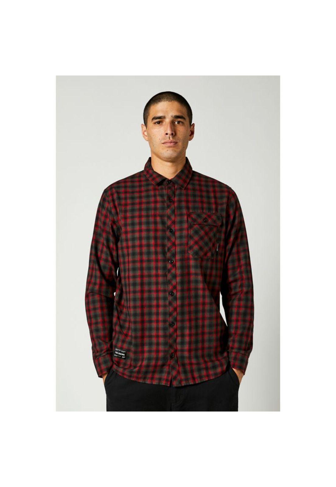 Camisa Lifestyle Reeves Negro/Rojo Fox-0