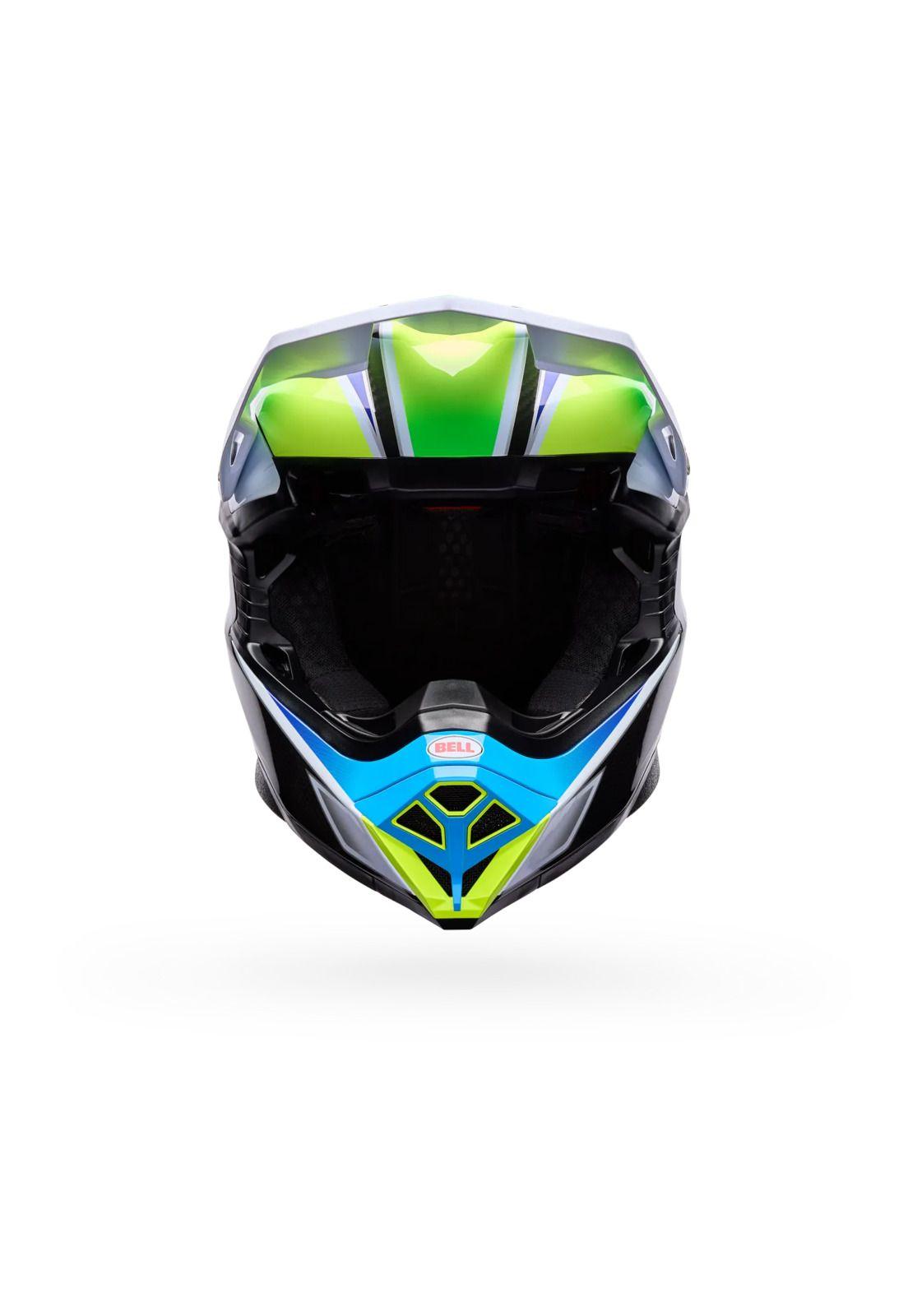 Casco Moto Moto-10 Spherical Grid Blanco/Azul Bell-2