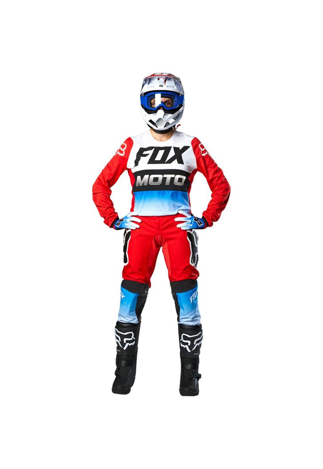 Pantalon Moto Mujer 180 Fyce Azul/Rojo Fox-1