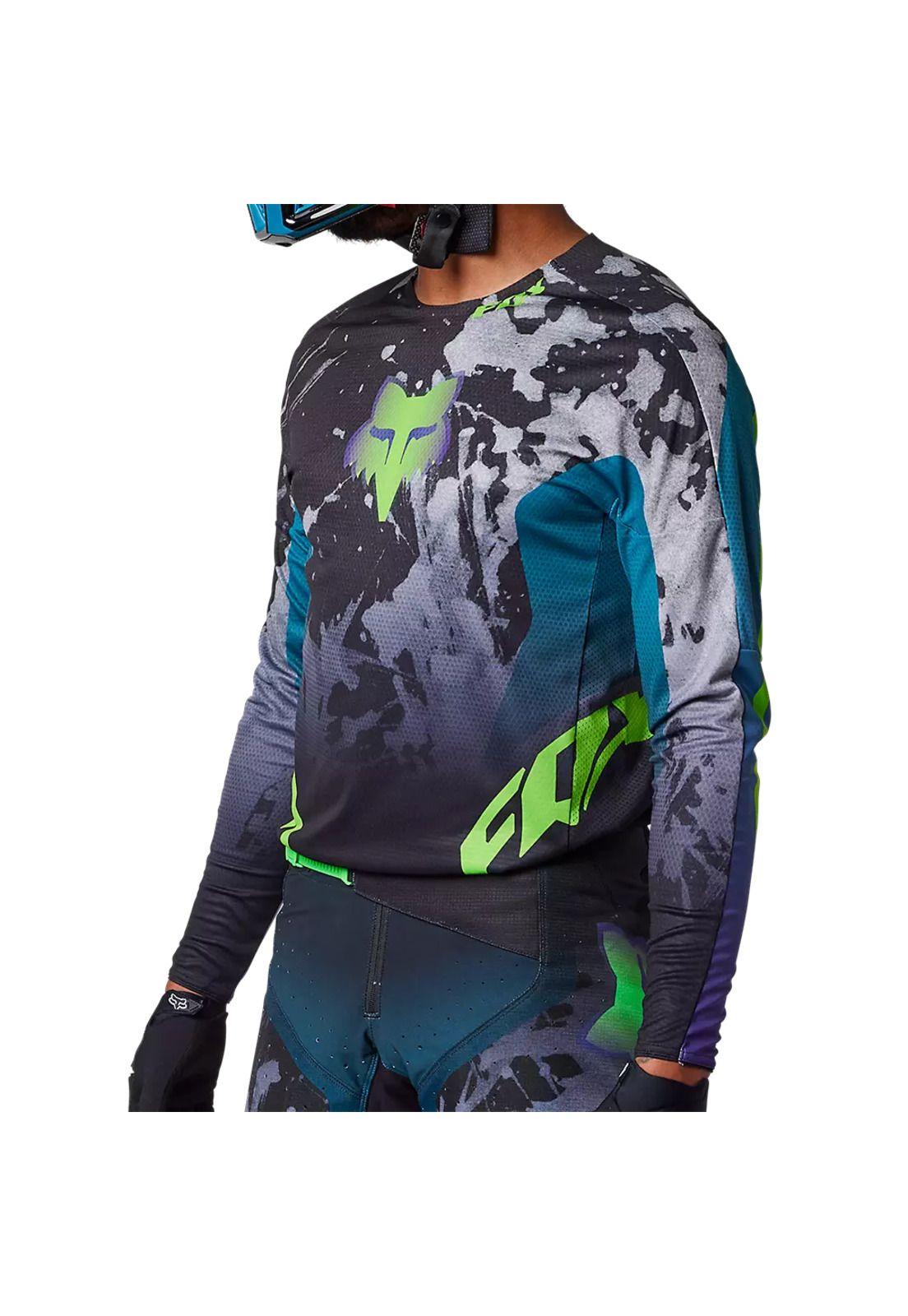 Polera Moto 360 Dkay Azul/Negro/Verde Fox-1