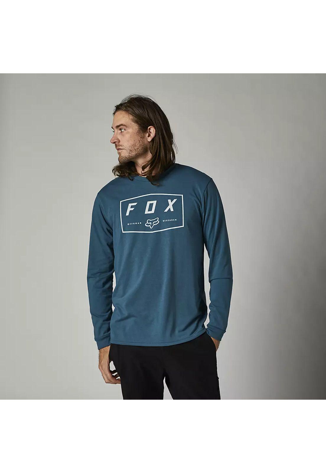 Polera Lifestyle Manga Larga Badger Azul Fox-0