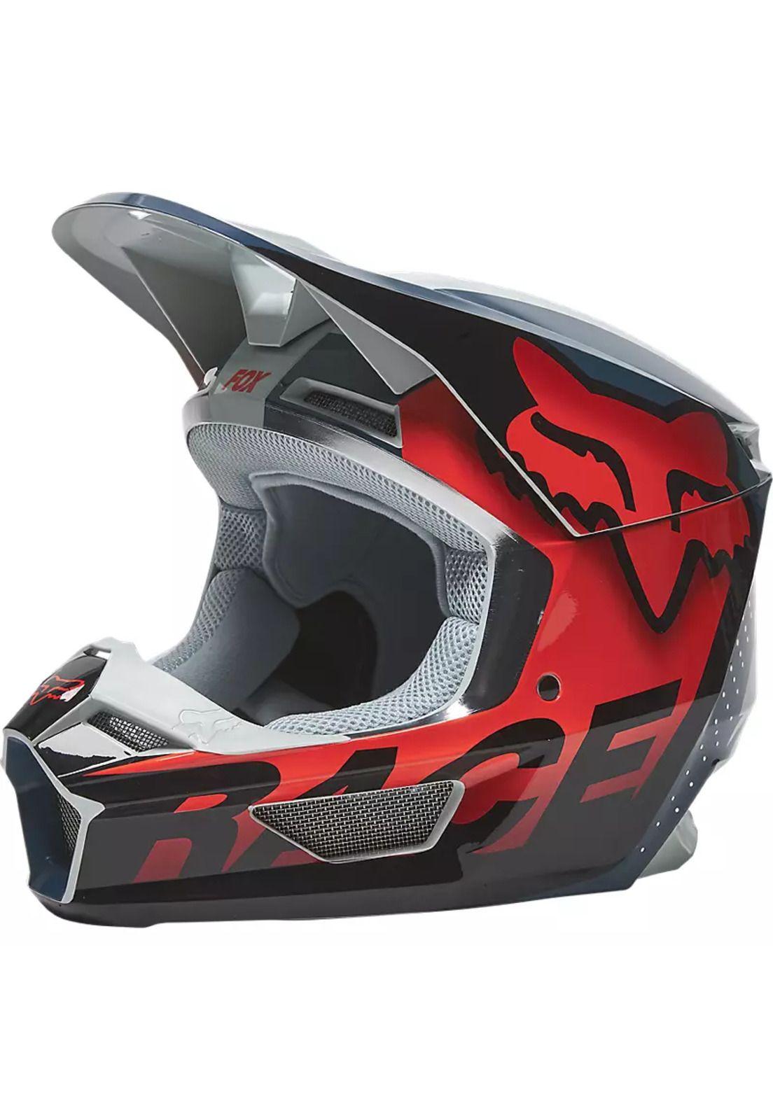 Casco Moto V1 Trice Gris/Naranjo Fox-1