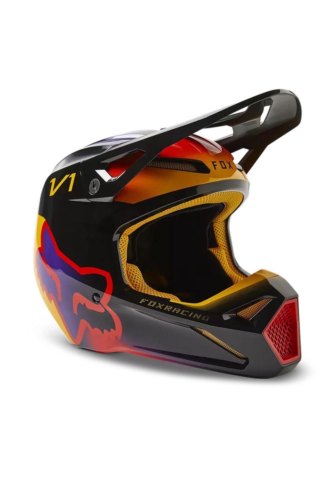 Casco Moto V1 Toxsyk Negro/Amarillo Fox-0