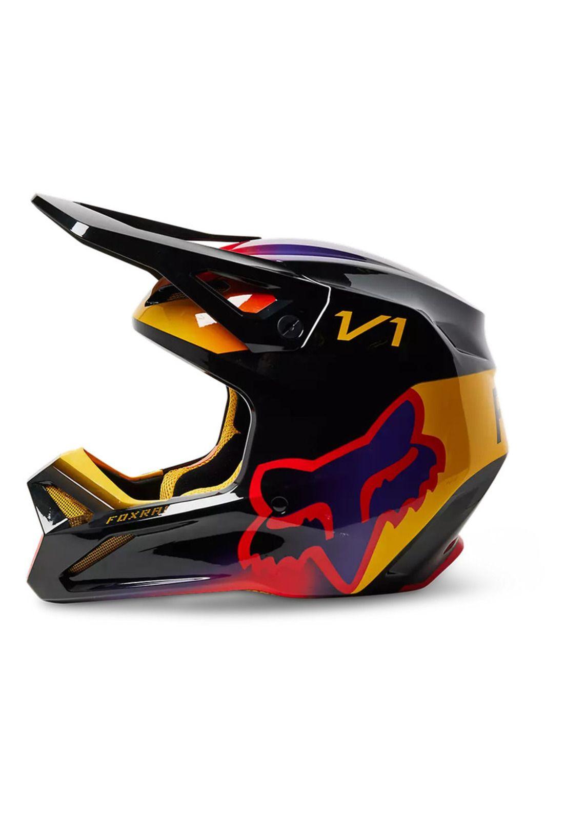Casco Moto V1 Toxsyk Negro/Amarillo Fox-2