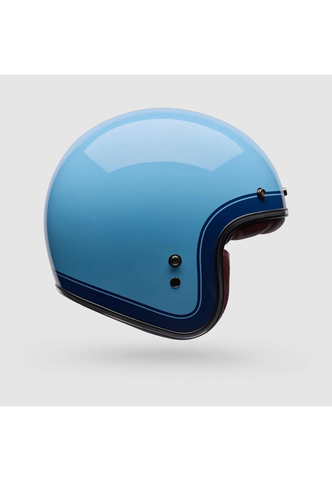 Casco Moto Calle Custom 500 Crate Azul Bell-0