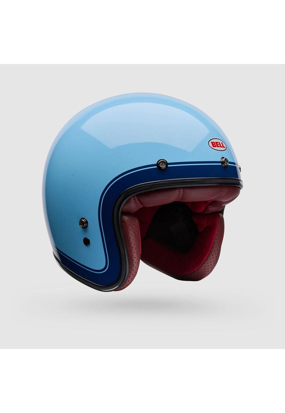 Casco Moto Calle Custom 500 Crate Azul Bell-1
