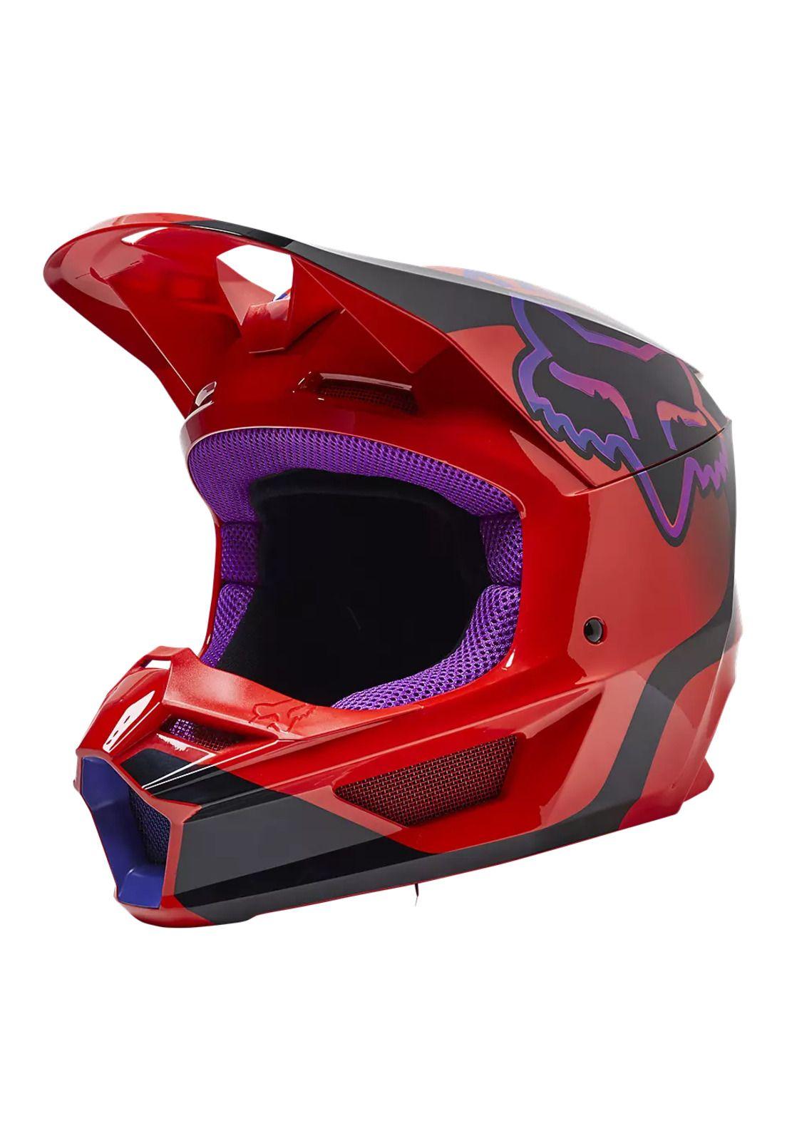 Casco Moto V1 Venz Rojo/Morado Fox-1