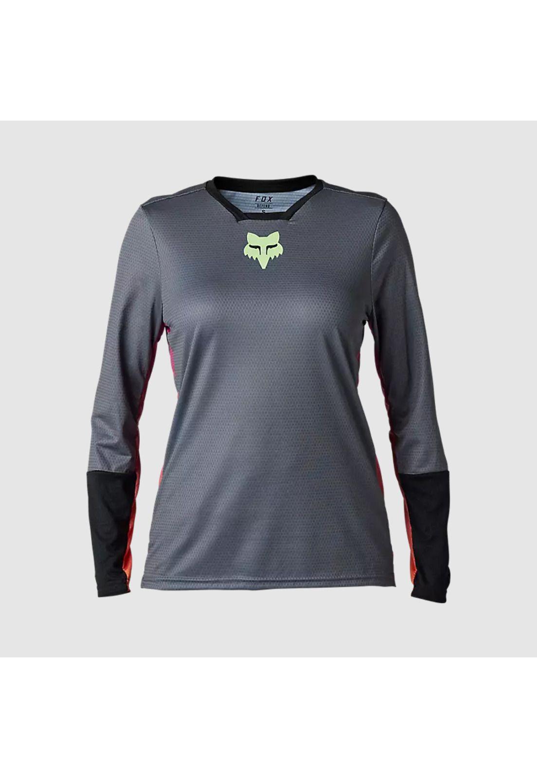 Polera Bicicleta Mujer Defend Race Manga Larga Gris Fox-0