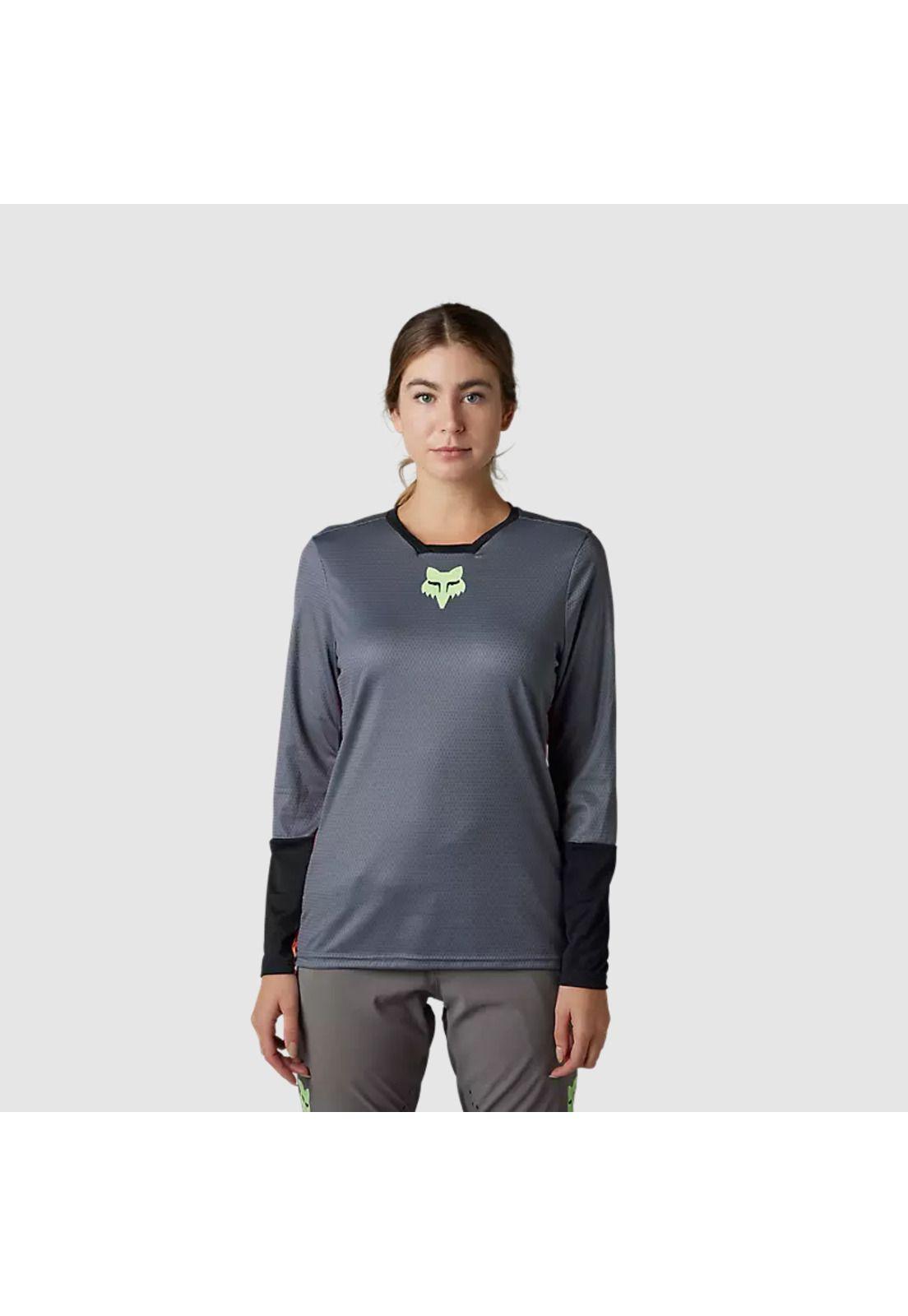 Polera Bicicleta Mujer Defend Race Manga Larga Gris Fox-1