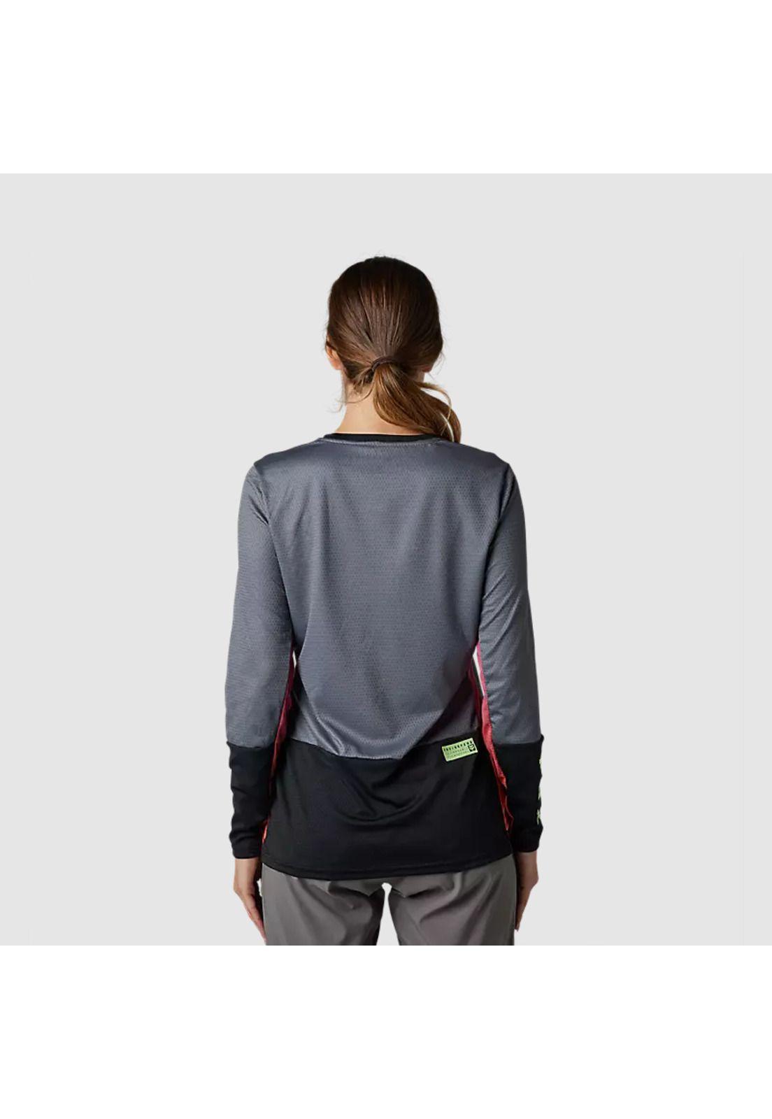 Polera Bicicleta Mujer Defend Race Manga Larga Gris Fox-2