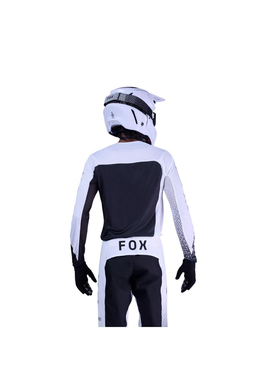 Polera Moto Flexair Fracture Blanco/Negro Fox-3