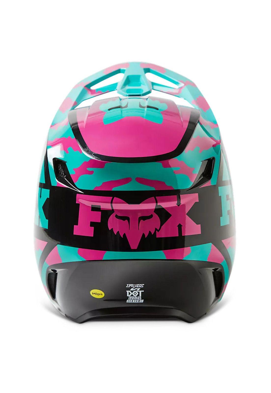 Casco Moto V1 Nuklr Celeste/Rosado Fox-5