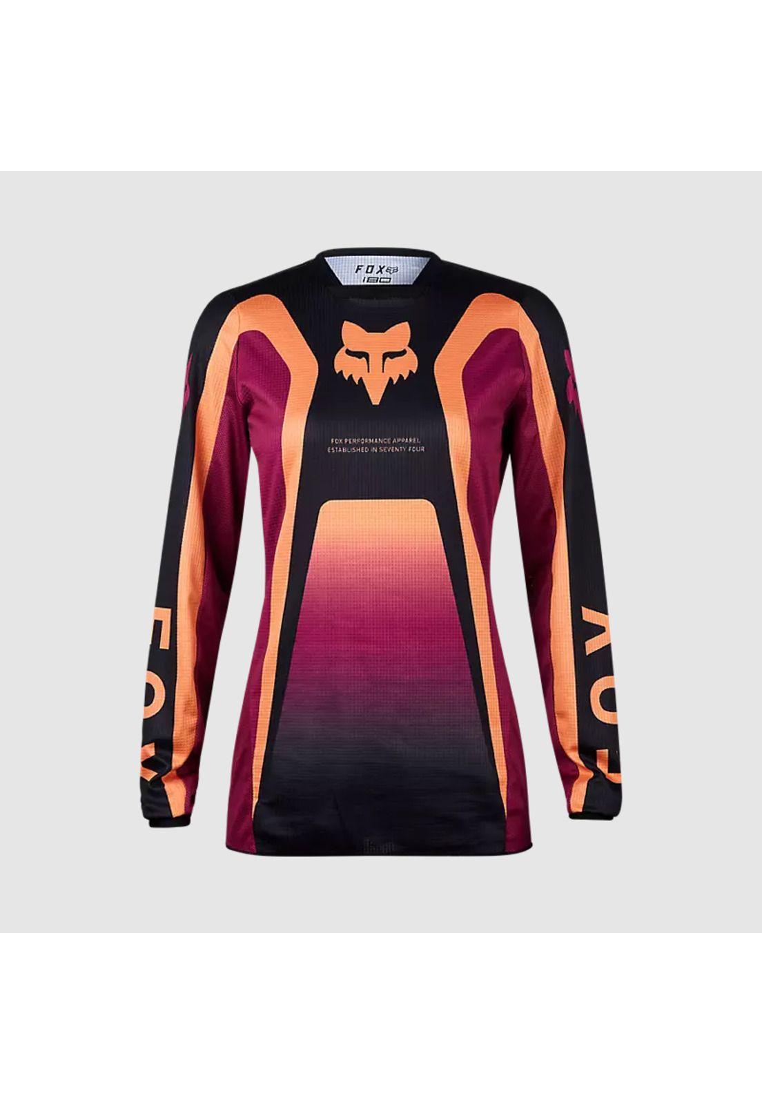 Polera Moto Mujer 180 Ballast Burdeo/Naranjo Fox-0