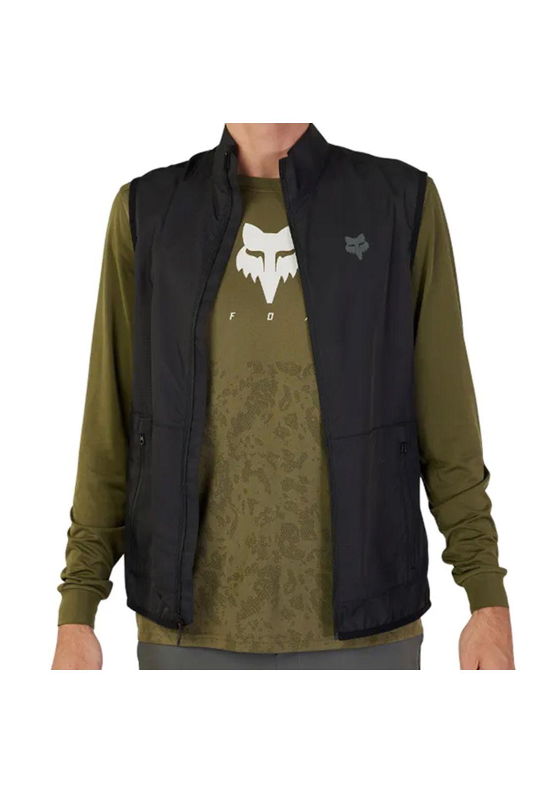 Chaqueta Cortavientos Bicicleta Ranger Sin Mangas Negro Fox-1