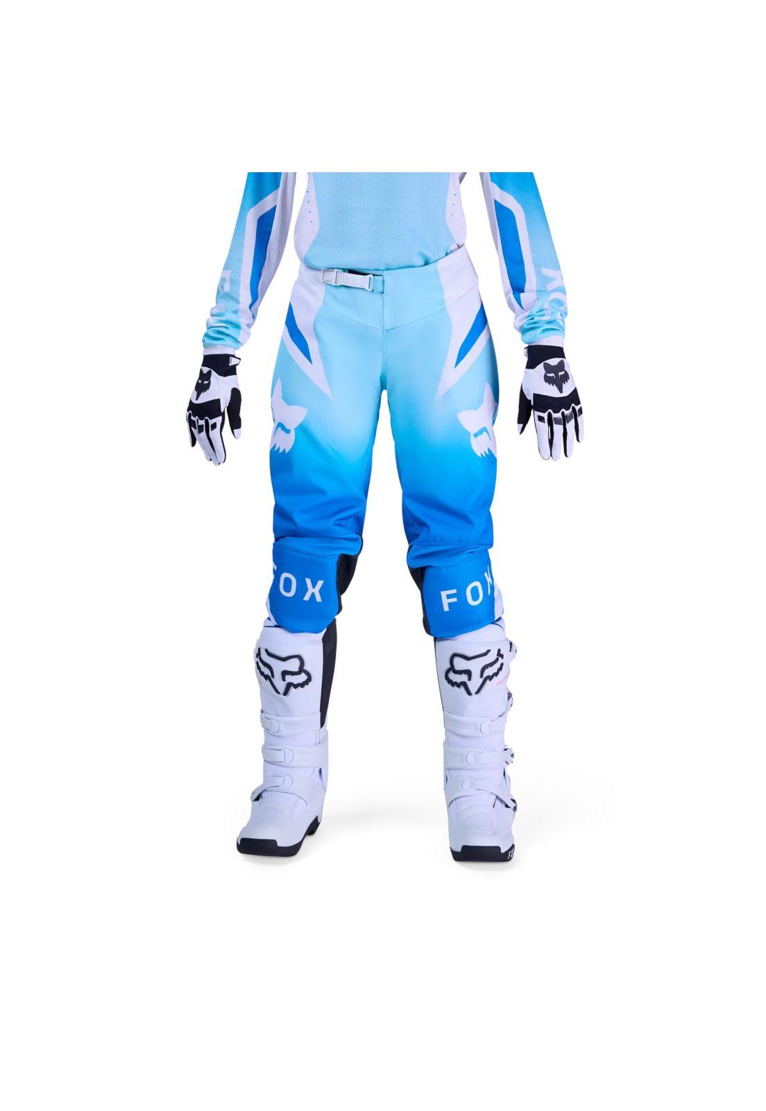 Pantalon Moto Mujer 180 Shield Blanco/Azul Marino Fox-2