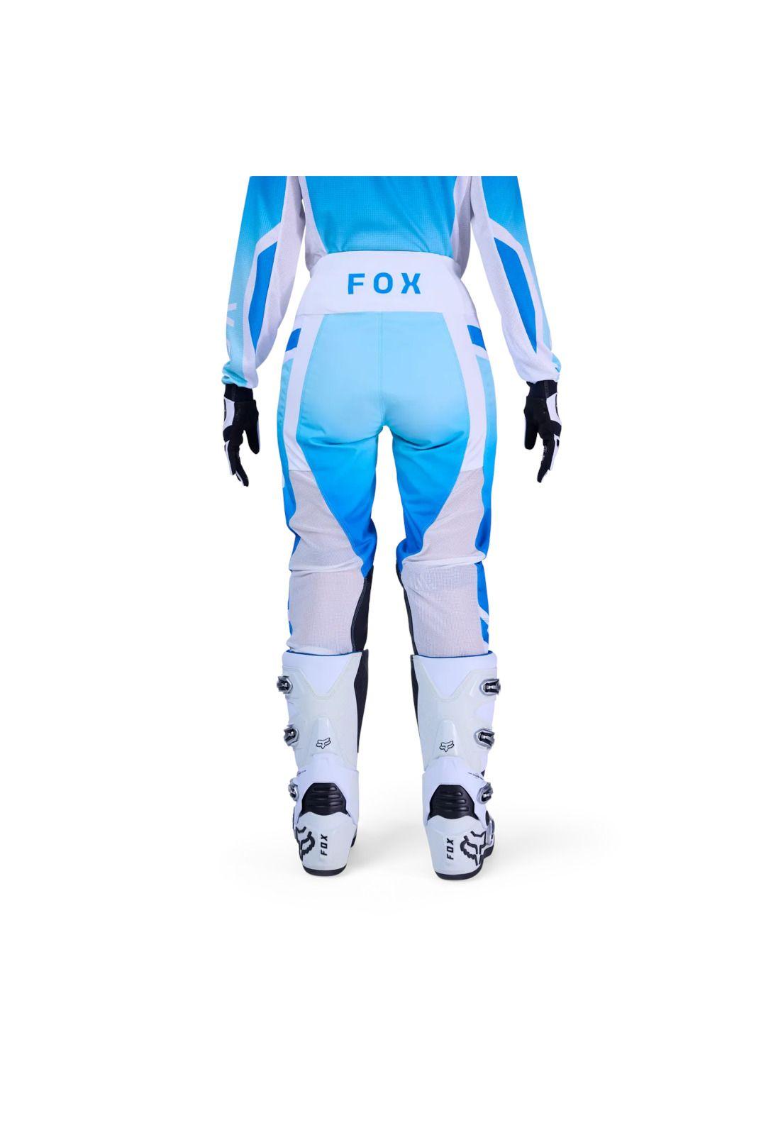 Pantalon Moto Mujer 180 Shield Blanco/Azul Marino Fox-3