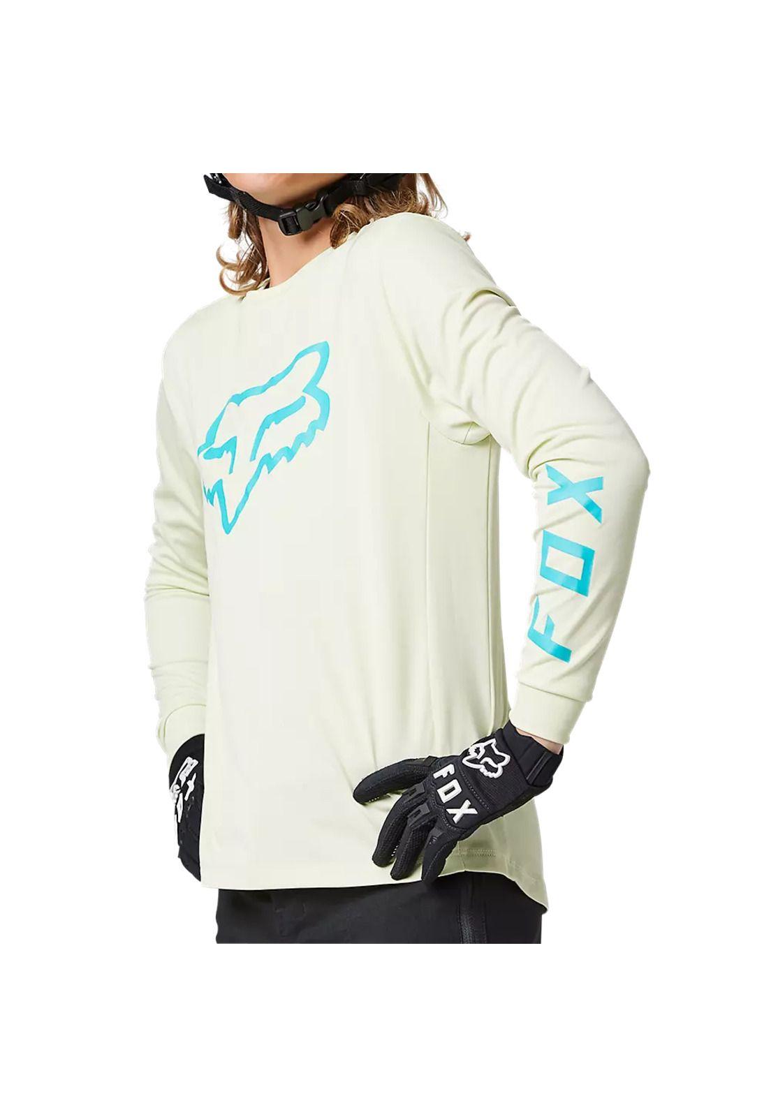 Polera Bicicleta Niño Ranger Manga Larga Blanco Hueso Fox-1