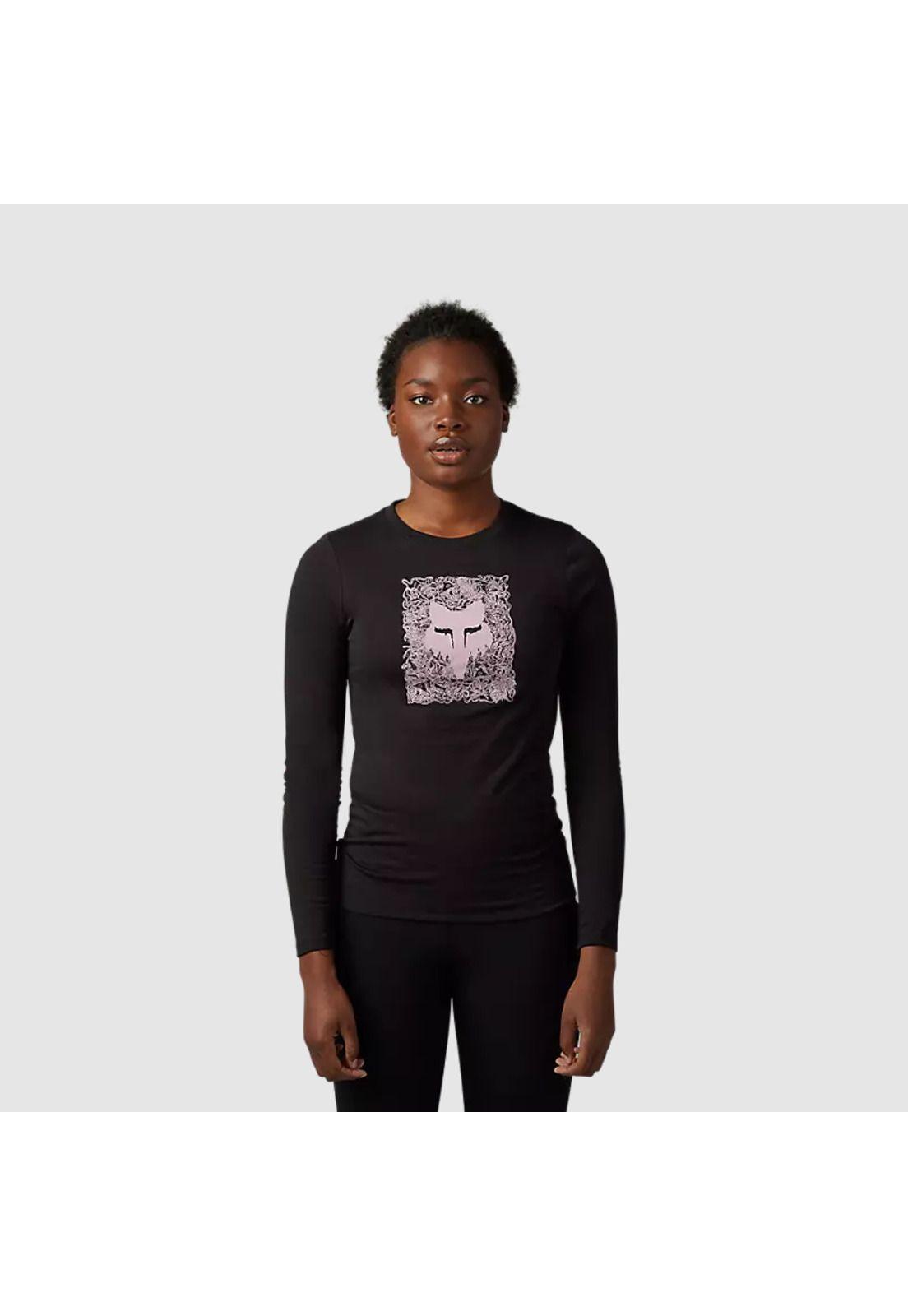 Polera Lifestyle Mujer Auxlry Manga Larga Negro Fox-0