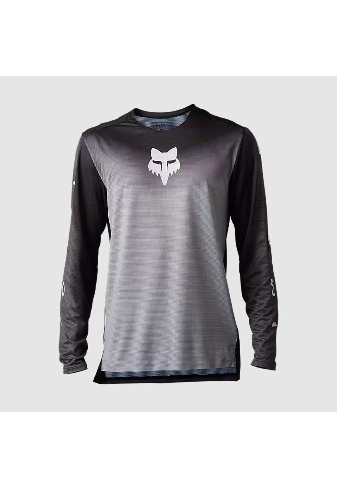 Polera Bicicleta Flexair Novah Negro/Gris Manga Larga Fox-0