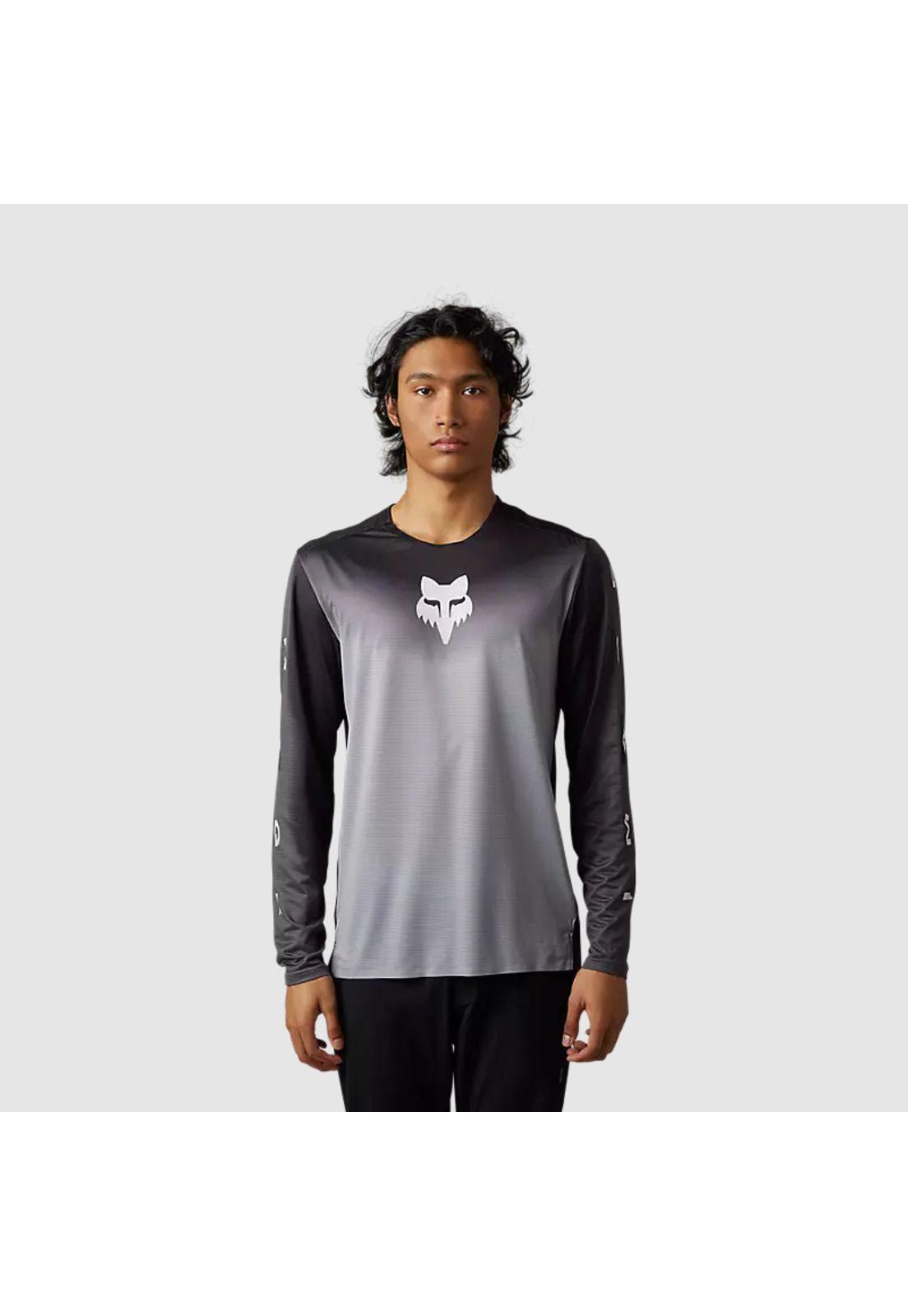 Polera Bicicleta Flexair Novah Negro/Gris Manga Larga Fox-1