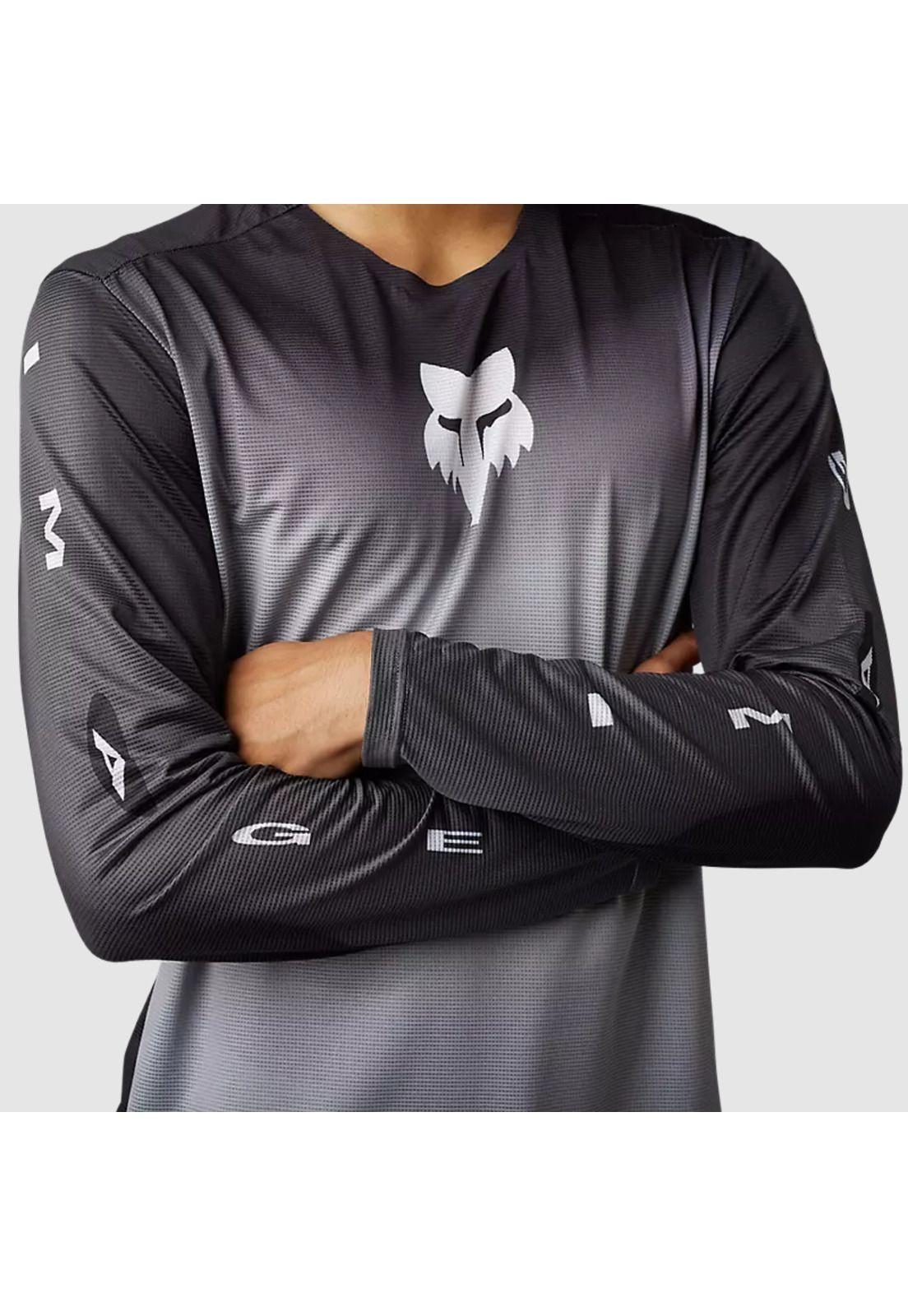 Polera Bicicleta Flexair Novah Negro/Gris Manga Larga Fox-3