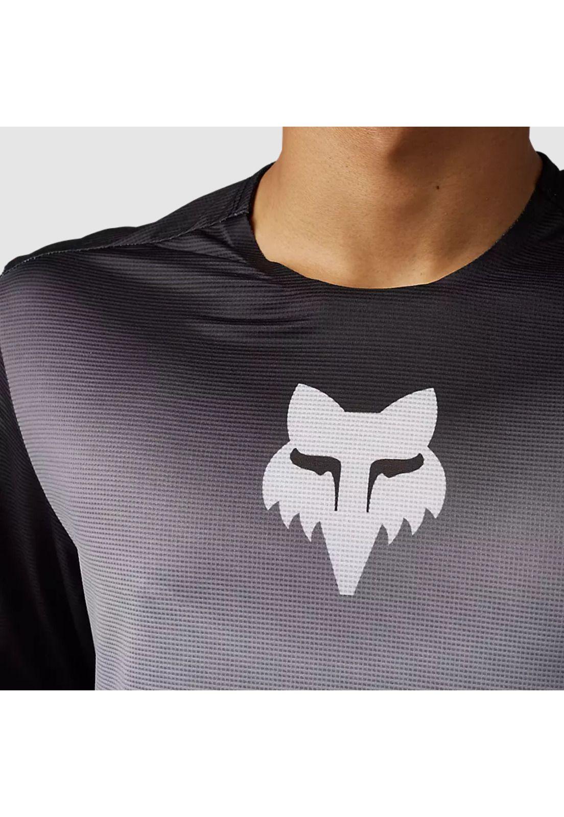 Polera Bicicleta Flexair Novah Negro/Gris Manga Larga Fox-5
