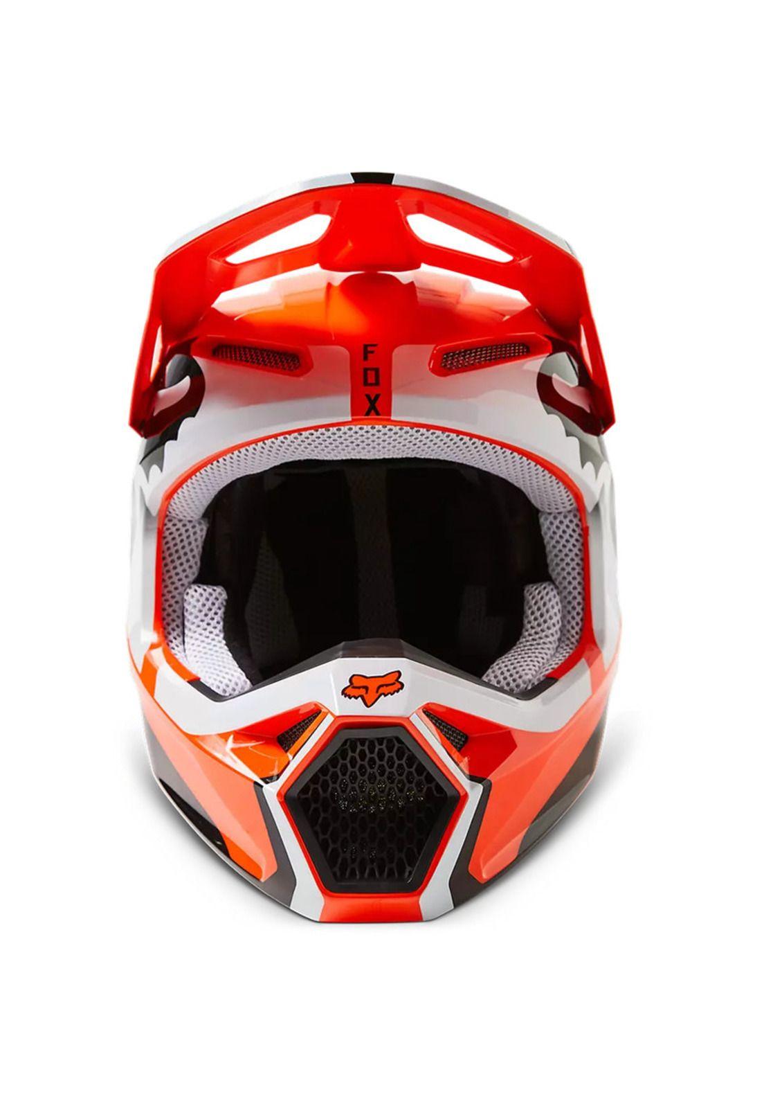 Casco Moto V1 Leed Naranjo Fox-4