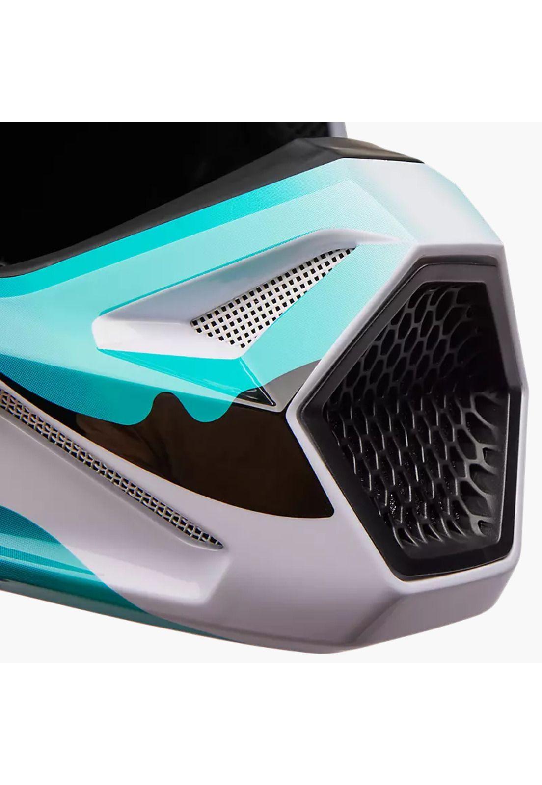 Casco Moto V1 Kozmik Azul/Blanco Fox-7
