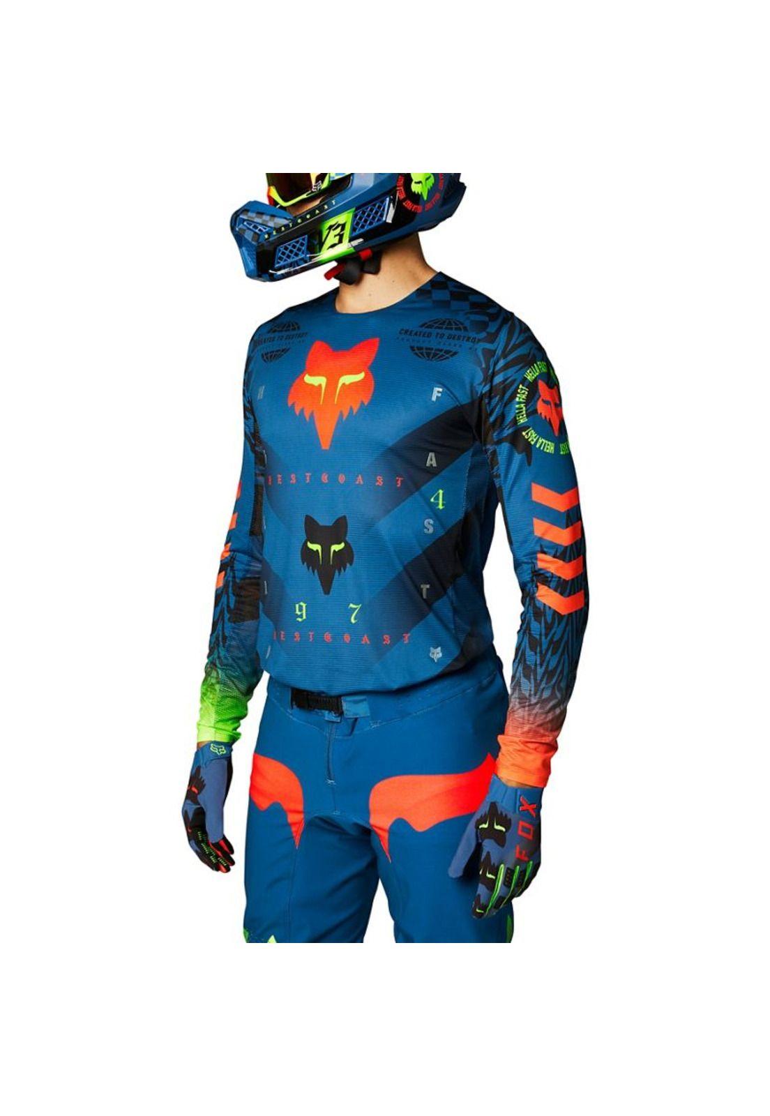 Polera Moto Flexair Mawlr Azul Fox-0