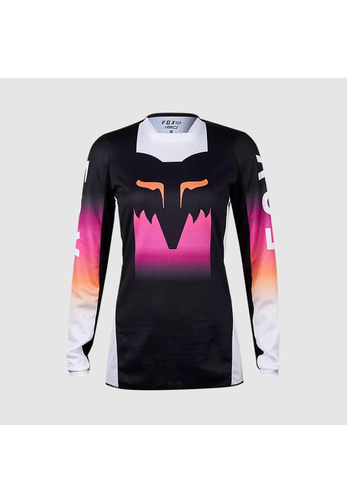 Polera Moto Mujer 180 Flora Negro/Rosado Fox-0