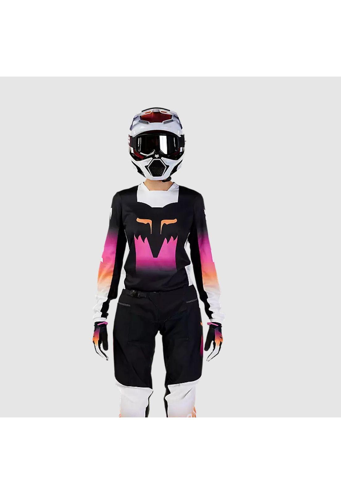 Polera Moto Mujer 180 Flora Negro/Rosado Fox-1
