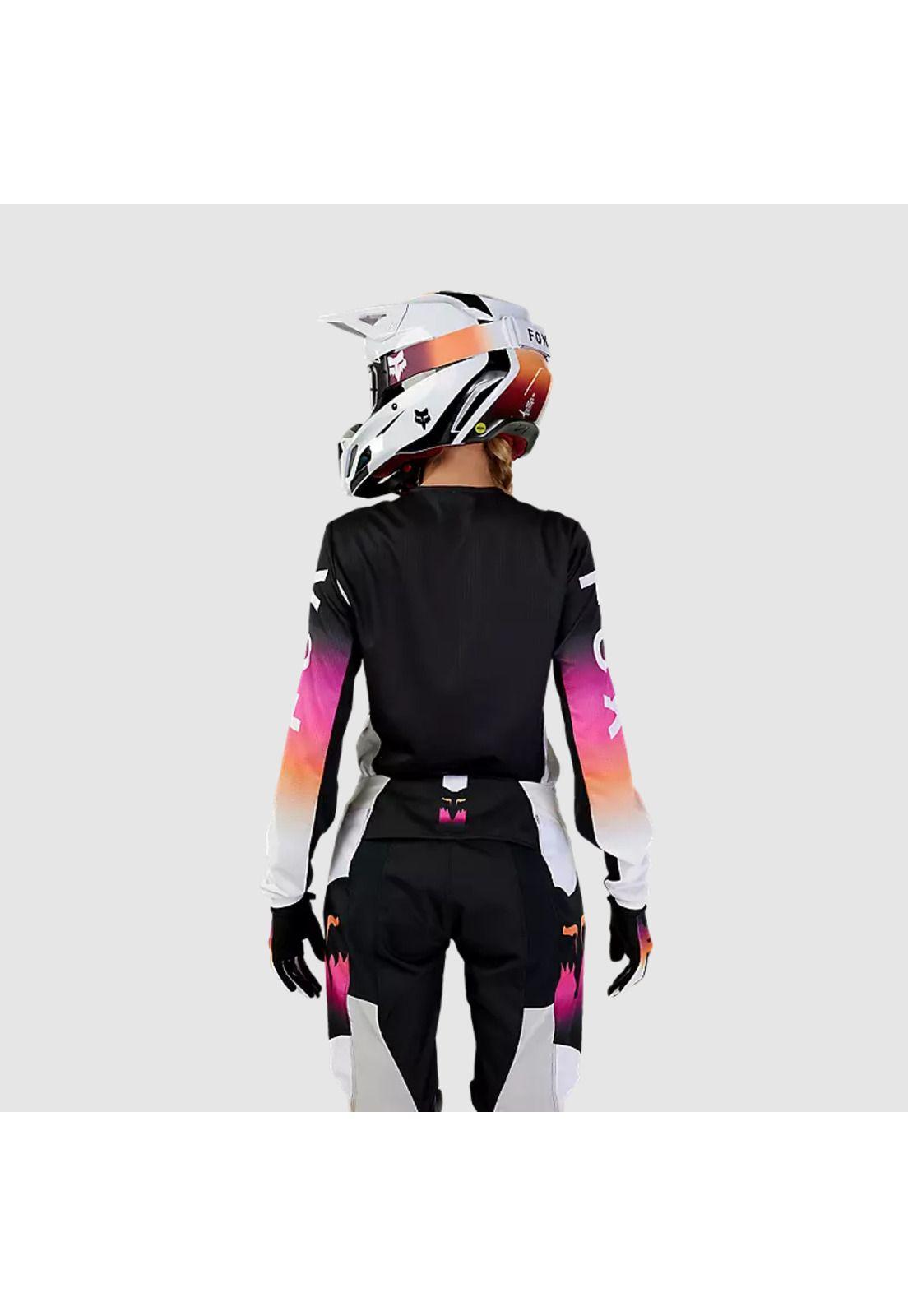 Polera Moto Mujer 180 Flora Negro/Rosado Fox-2