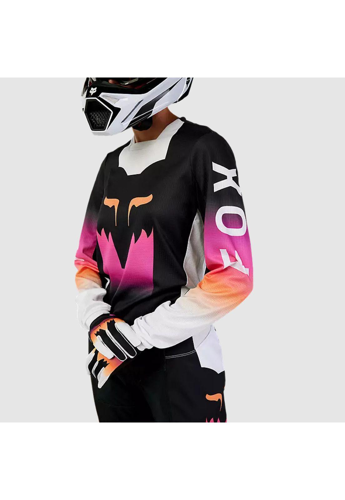 Polera Moto Mujer 180 Flora Negro/Rosado Fox-4
