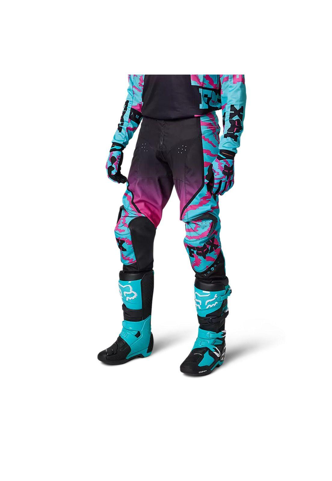 Pantalon Moto 180 Nuklr Celeste/Rosado Fox-1