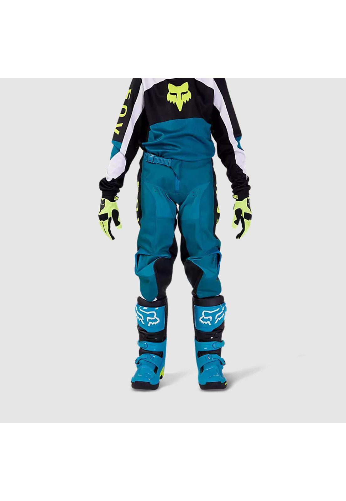 Pantalon Moto Niño 180 Nitro Azul Petroleo Fox-2