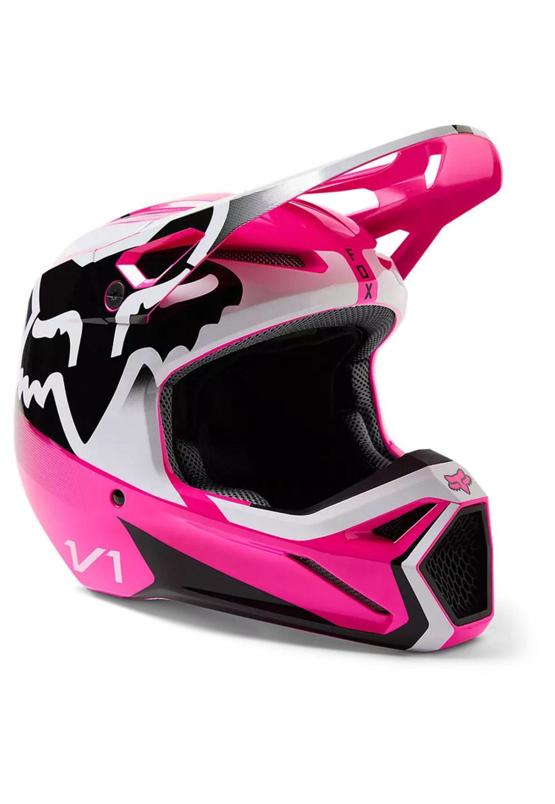 Casco Moto Niño V1 Leed Rosado Fox-0