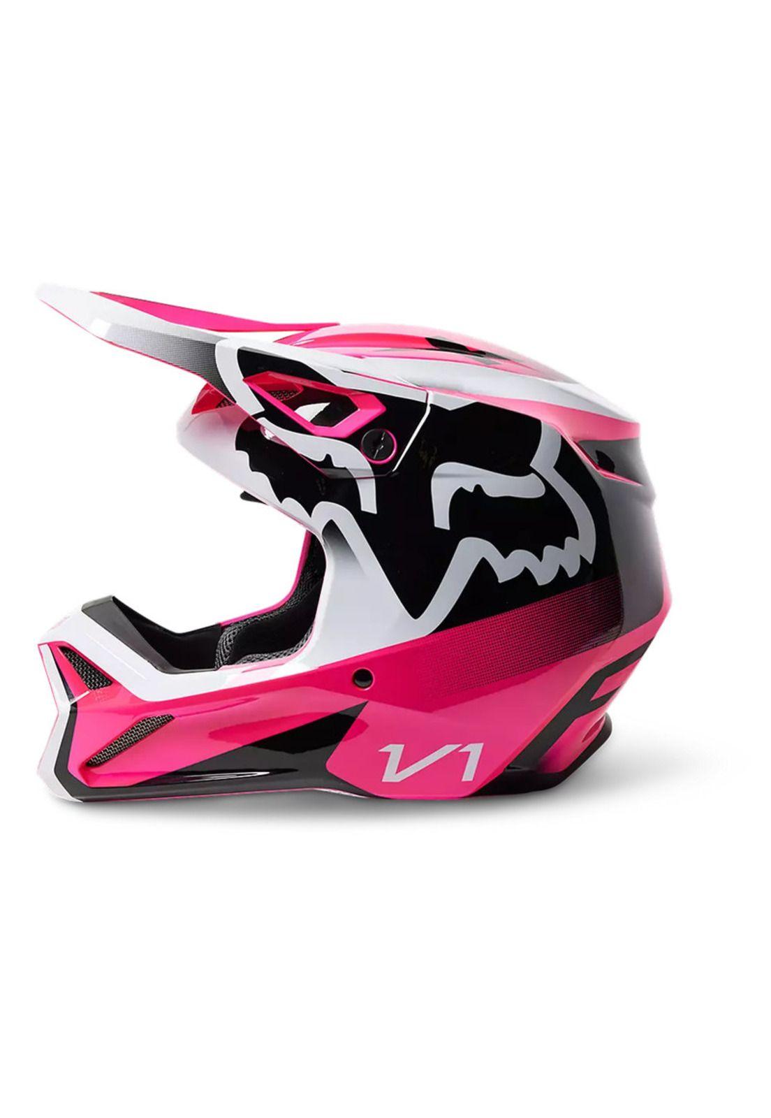 Casco Moto Niño V1 Leed Rosado Fox-2