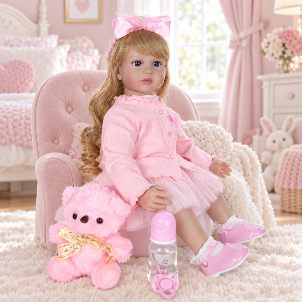 Muñeca Reborn de Silicona Realista 60 CM con Peluche-4