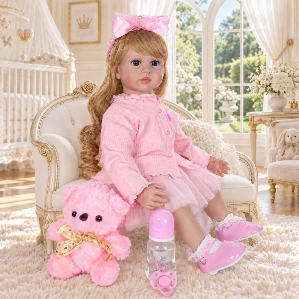 Muñeca Reborn de Silicona Realista 60 CM con Peluche-5