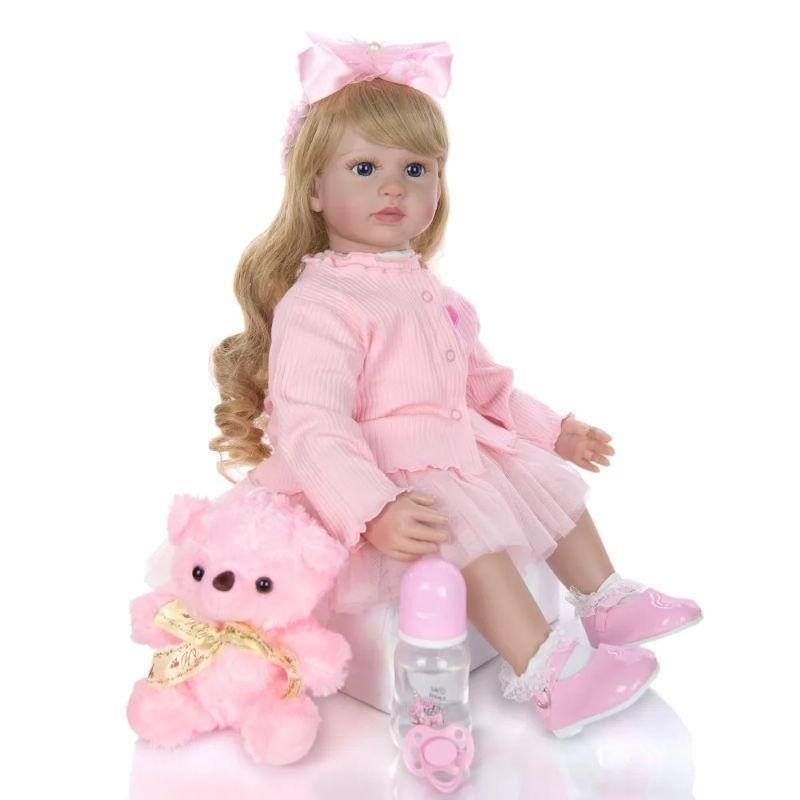 Muñeca Reborn de Silicona Realista 60 CM con Peluche-2